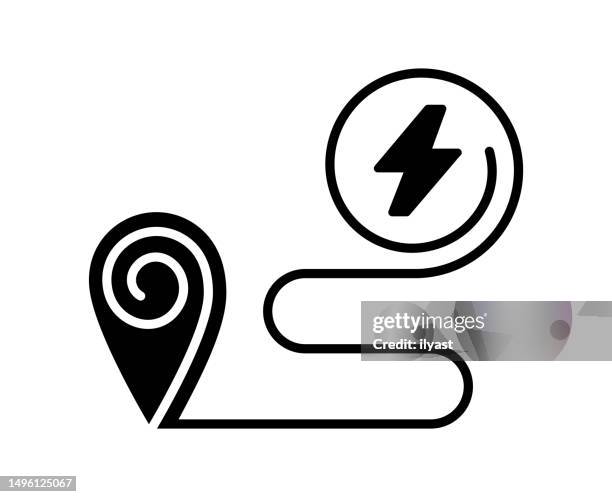 stockillustraties, clipart, cartoons en iconen met nearest recharge black filled vector icon - kilometer