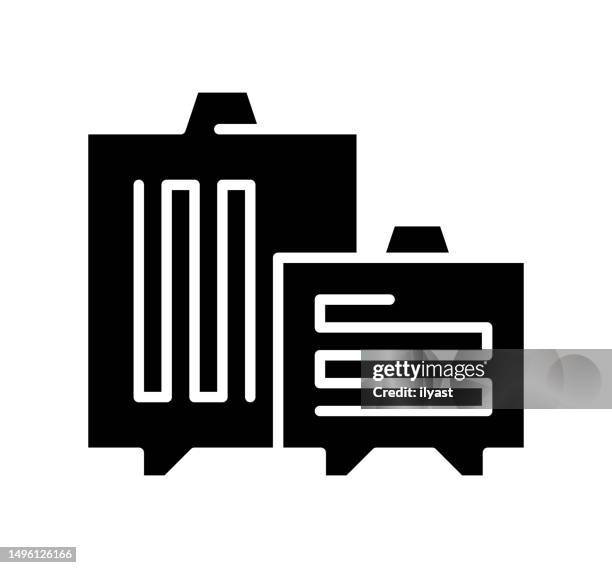 travel baggage black filled vector icon - packing suitcase summer stock illustrations