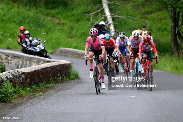 Andrea Piccolo of Italy and Team EF Education-EasyPost, Nans Peters of France and AG2R Citroën Team and Kenny Elissonde of France and Team Trek -...