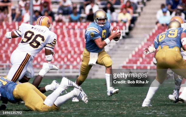 Quarterback David Norrie during game action of University of California Los Angeles against Arizona State, October 5, 1985 in Los Angeles, California.