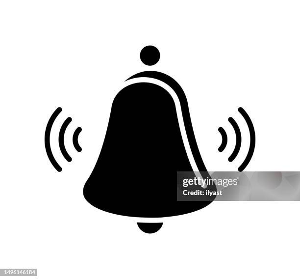 bell black filled vector icon - firefighter logo stock illustrations