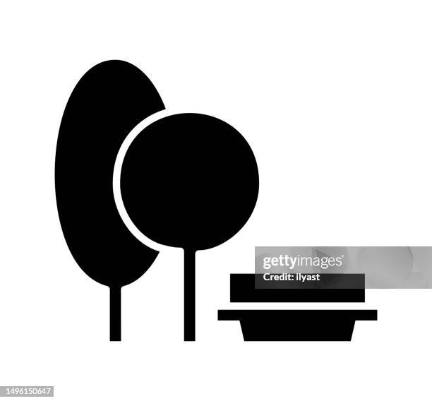 public park black filled vector icon - path logo stock illustrations