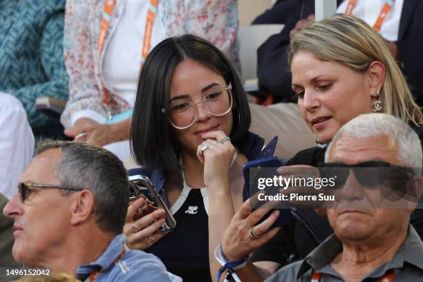 Agathe Auproux attends the 2023 French Open at Roland Garros on June 04, 2023 in Paris, France.