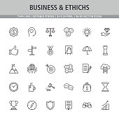 business ethics icon set editable stroke
