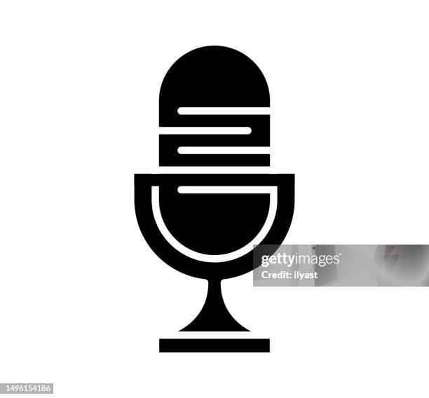 podcast black filled vector icon - radio broadcasting stock illustrations