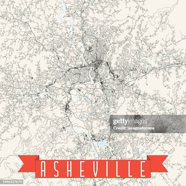 asheville, north carolina, usa vector map - blue ridge parkway stock illustrations