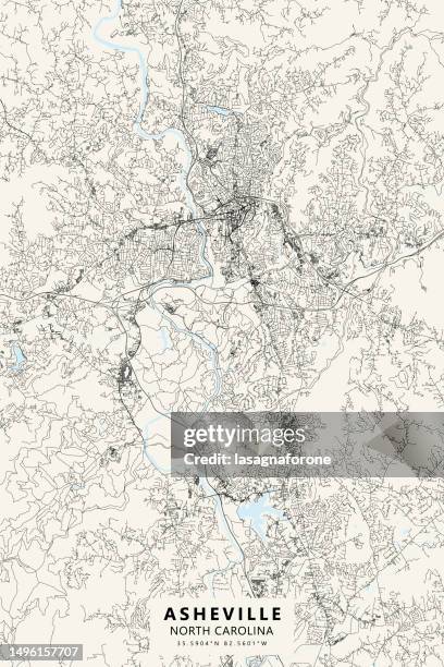 illustrations, cliparts, dessins animés et icônes de asheville, caroline du nord, états-unis carte vectorielle - coordonnée géographique