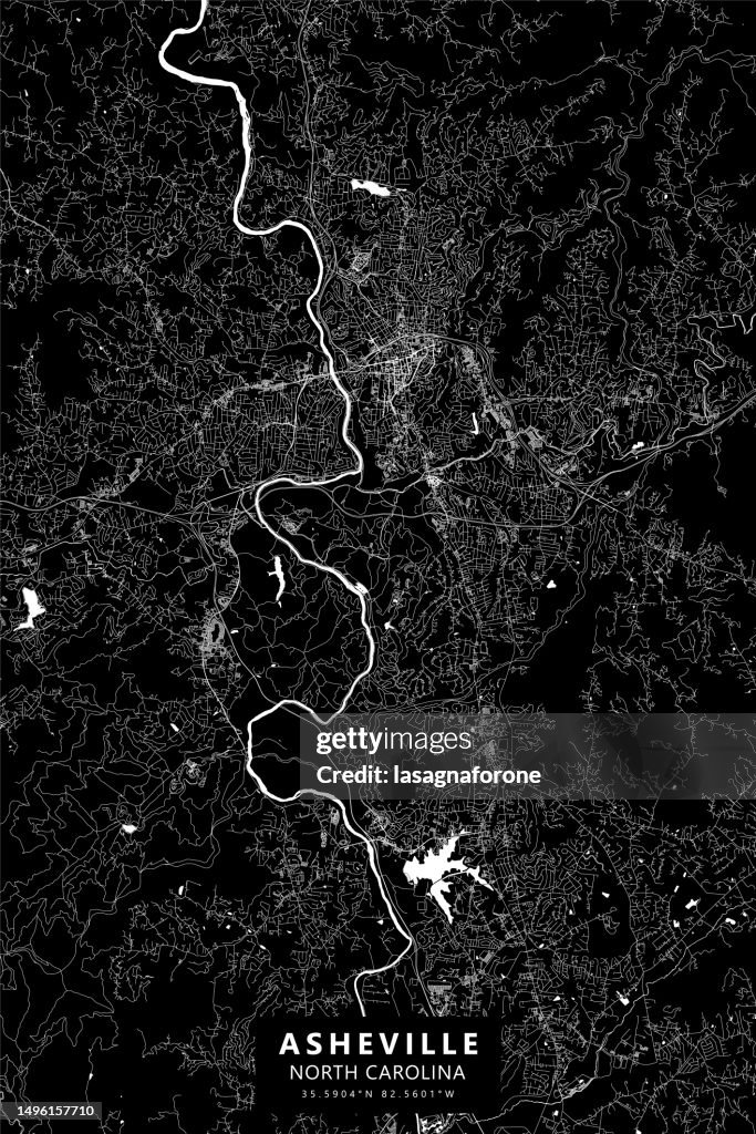 Asheville, North Carolina, USA Vector Map