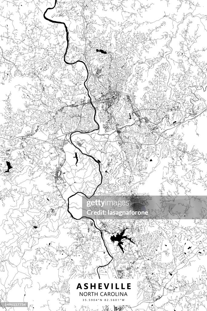 Asheville, North Carolina, USA Vector Map