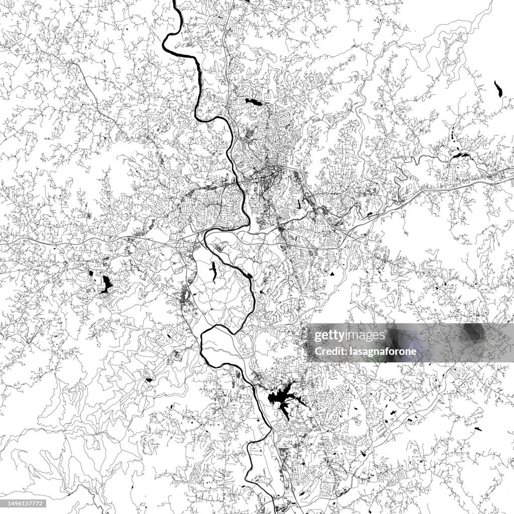 Asheville, North Carolina, USA Vector Map
