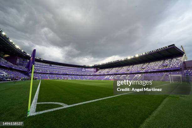 General view inside the stadium prior to the LaLiga Santander match between Real Valladolid CF and Getafe CF at Estadio Municipal Jose Zorrilla on...