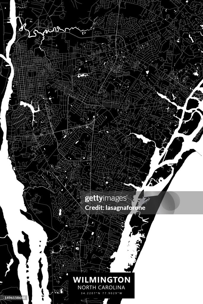 Wilmington, North Carolina, USA Vector Map