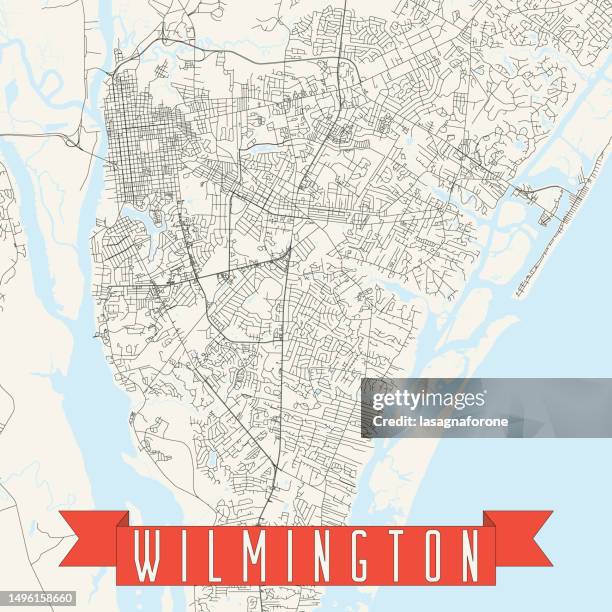 wilmington, north carolina, usa vector map - wilmington nc skyline stock illustrations