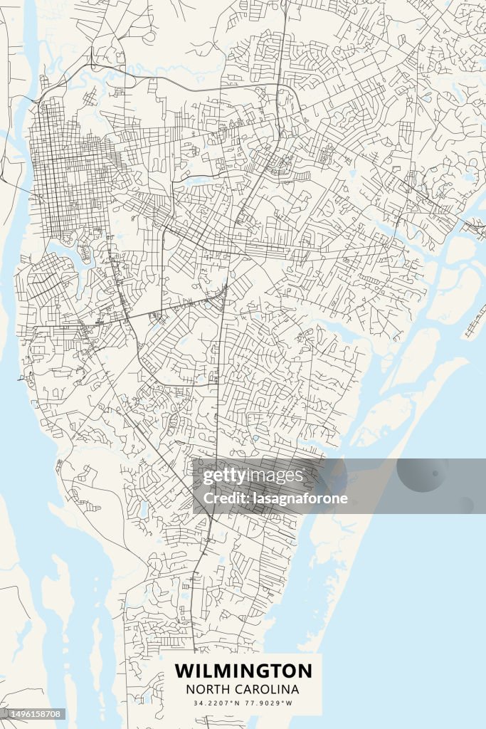 Wilmington, North Carolina, Vereinigte Staaten von Amerika Vektorkarte