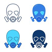 chemical gas mask icon set flat