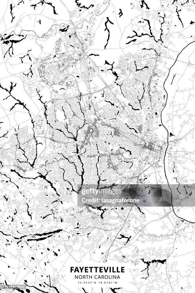 Fayetteville, North Carolina, USA Vector Map