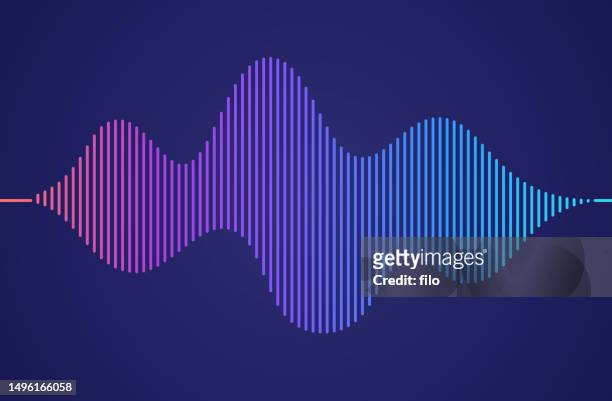 ilustraciones, imágenes clip art, dibujos animados e iconos de stock de línea de audio podcast sonido onda forma gradiente - equipo de grabación de sonido