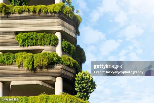 green architecture and eco-urban design in singapore - singapore building stock pictures, royalty-free photos & images