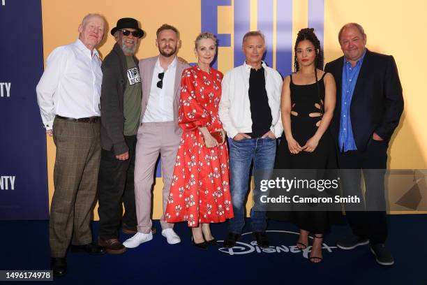 Steve Huison, Paul Barber, Wim Snape, Lesley Sharp, Robert Carlyle, Talitha Wing and Mark Addy attend the UK Series Premiere of "The Full Monty" at...