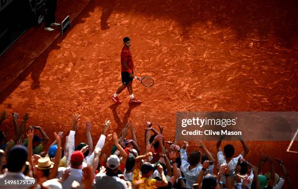 Francisco Cerundolo of Argentina looks on during his match against Holger Rune of Denmark during the Men's Singles Fourth Round match on Day Nine of...