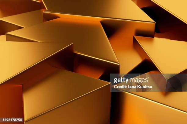 yellow, gold 3d triangle shape pattern, abstract background. - gold color photos et images de collection