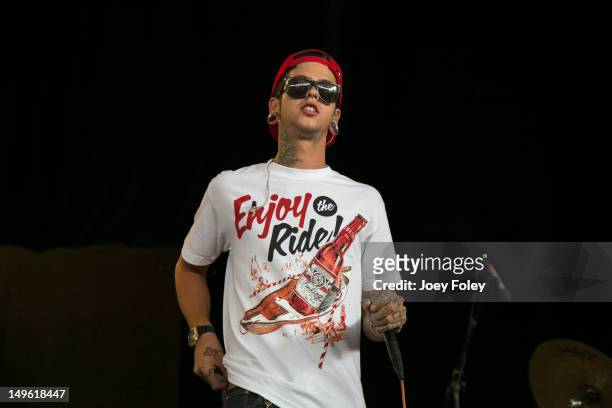 Mills performs live onstage during the 2012 Vans Warped Tour at the Riverbend Music Center on July 31, 2012 in Cincinnati, Ohio.