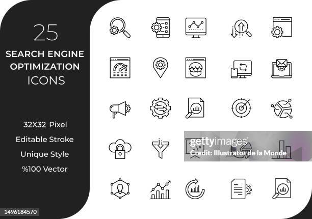 search engine optimization line icon set - dictionary 幅插畫檔、美工圖案、卡通及圖標