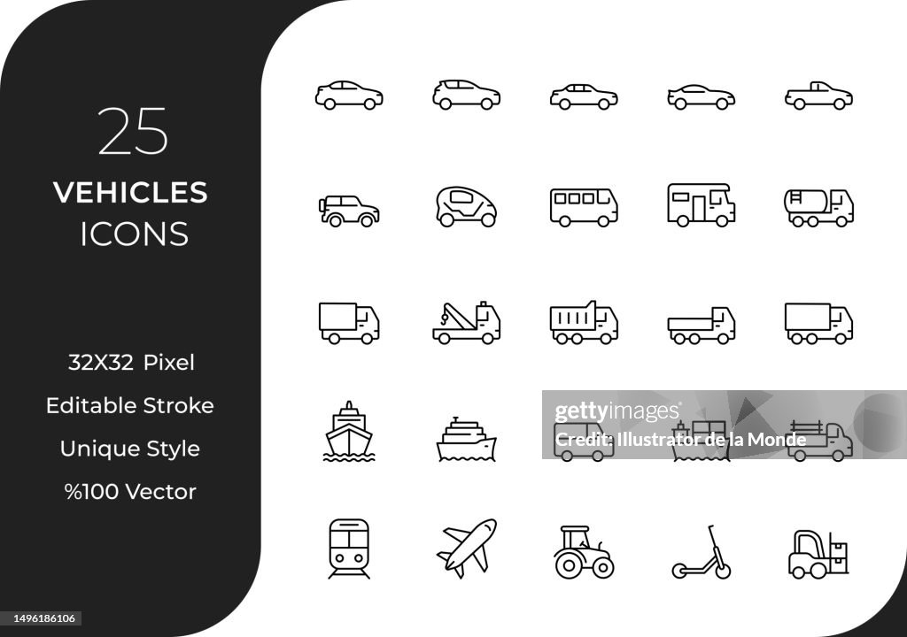 Vehicles Line Icon Set