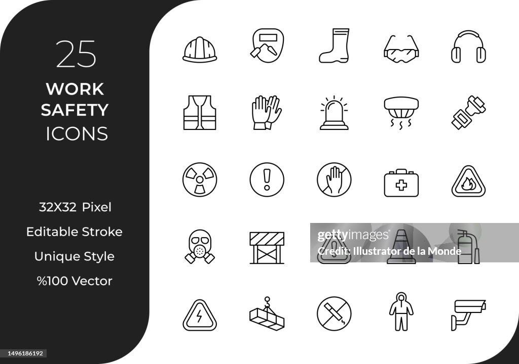 Work Safety Line Icon Set