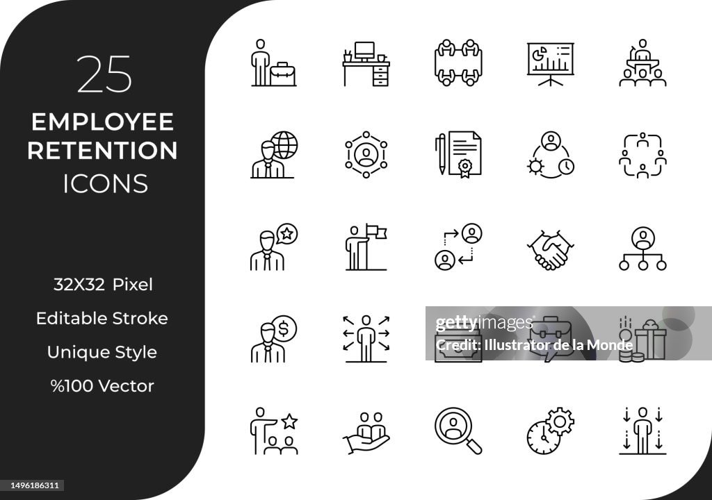 Employee Retention Line Icon Set