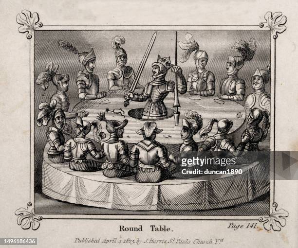 stockillustraties, clipart, cartoons en iconen met king arthur and the knights of the round table, arthurian legends, mythology - koning arthur