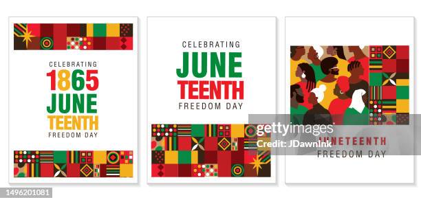 juneteenth freedom day celebration set of vertical design templates - african pattern stock illustrations