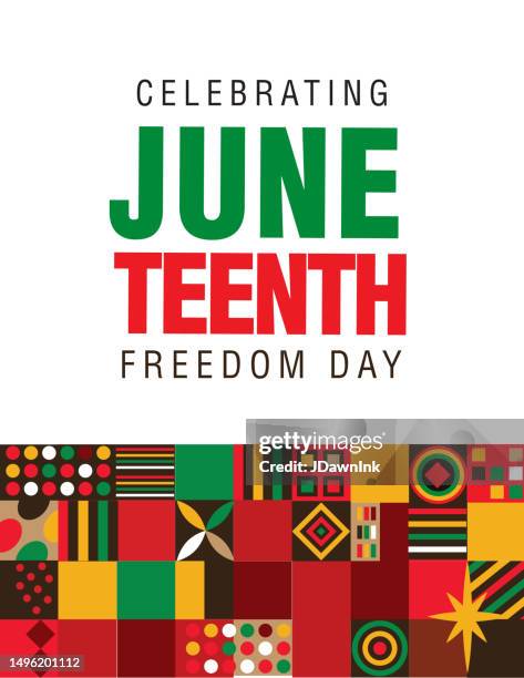 juneteenth freedom day celebration vertical design template with geometric african pattern - juneteenth stock illustrations