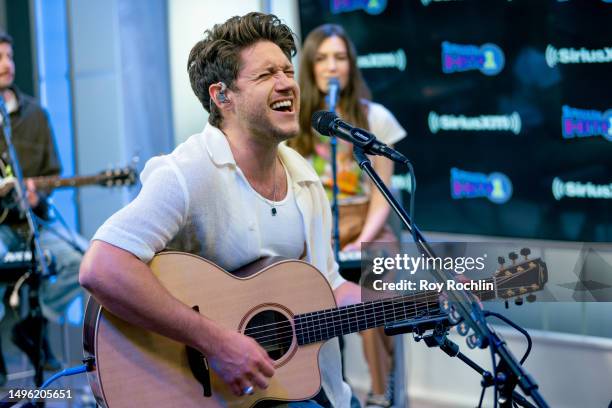 Niall Horan performs songs from his upcoming album "The Show" as he visits SiriusXM at SiriusXM Studios on June 05, 2023 in New York City.