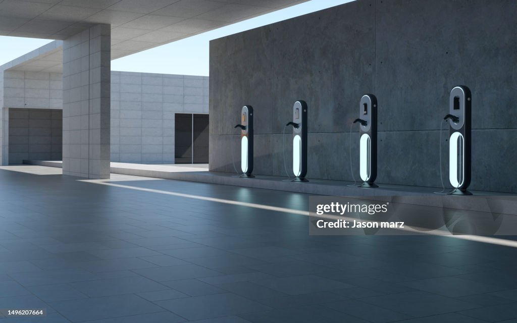 3D rendering,Indoor charging pile parking space