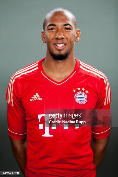 Jerome Boateng poses during the Bayern Muenchen team presentation at Bayern's training ground Saebener Strasse on July 30, 2012 in Munich, Germany.Ê