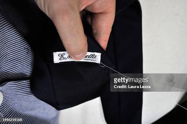 Scudetto Celebrative Tie for the victory of Italian football Championship and the Scudetto of Napoli is handmade by the seamstress inside the...