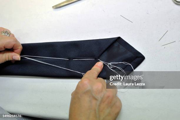Scudetto Celebrative Tie for the victory of Italian football Championship and the Scudetto of Napoli is handmade by the seamstress inside the...