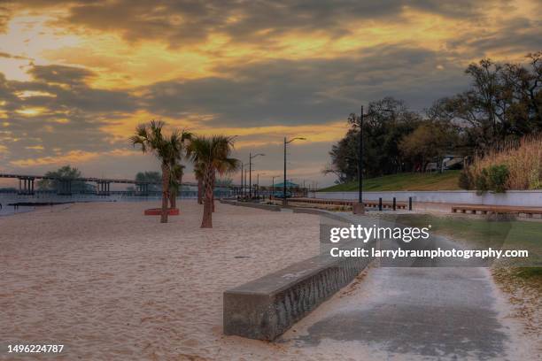 ocean springs beach at dawn - ocean springs stock pictures, royalty-free photos & images