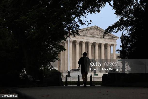 Pedestrian is seen close to the U.S. Supreme Court on June 5, 2023 in Washington, DC. The Supreme Court is expected to issue outstanding rulings...