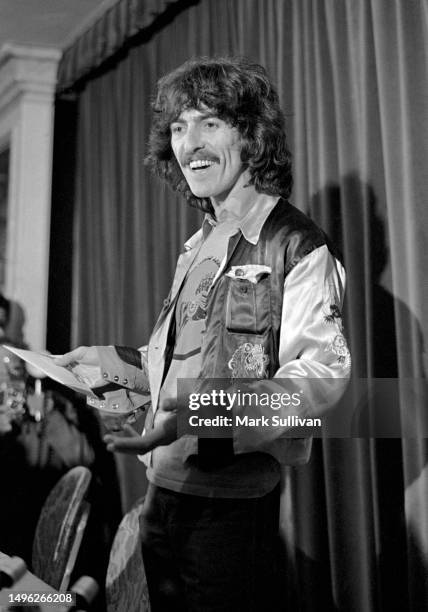 Musician George Harrison during Dark Horse Records press event at Beverly Wilshire Hotel, Beverly Hills, CA October 23, 1974.