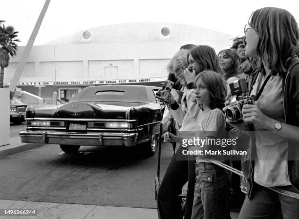 View of fans waiting for celebrities arriving at the 2rd Annual Rock Awards, held at The Palladium, Hollywood CA 1976