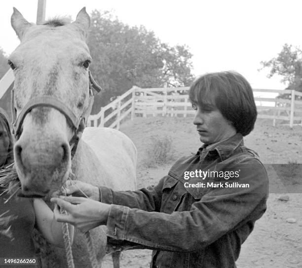 Musician/Songwriter/Singer Jim Messina of Loggins & Messina musical duo poses on his ranch in Ojai, CA 1974.