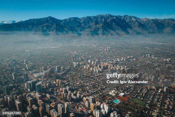 morning in santiago, chile - región metropolitana de santiago stockfoto's en -beelden