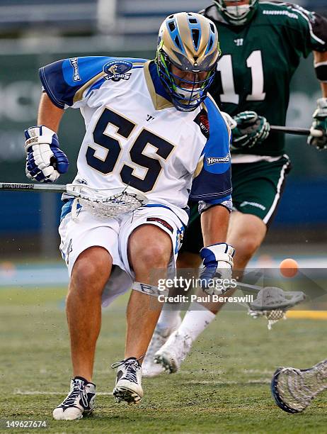 Steve Panarelli of the Charlotte Hounds reaches for the ball in the first quarter of a Lacrosse game vs the Long Island Lizards at James M. Shuart...