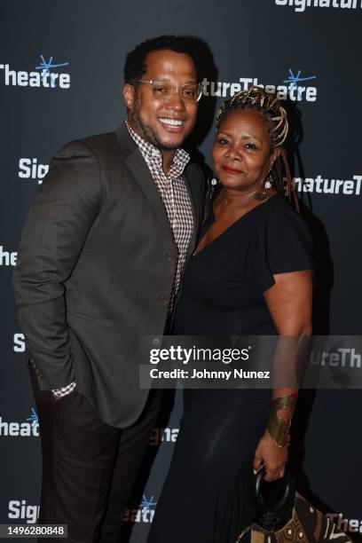 Branden Jacobs-Jenkins and Tonya Pinkins attend The Opening Night Of "The Comeuppance" at Signature Theatre on June 05, 2023 in New York City.