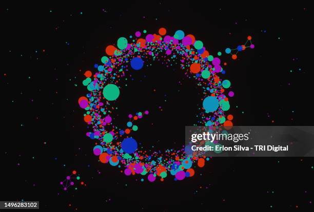 colorful chart of round shapes and different sizes for any measurement - abstract dots stock pictures, royalty-free photos & images