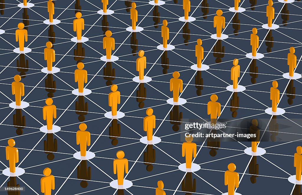 Social networking shown with connected figures