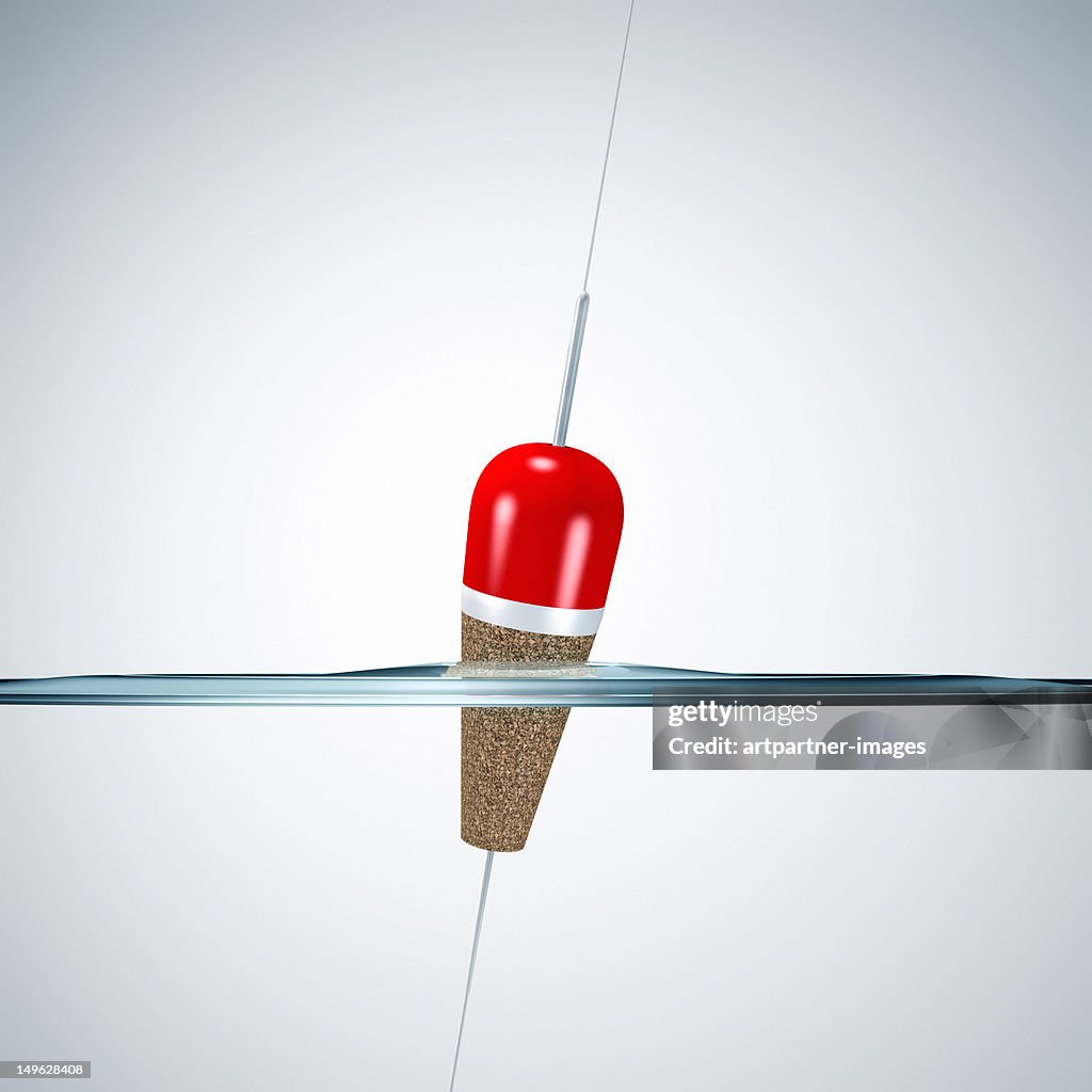 Fishing float or bobber on the water surface