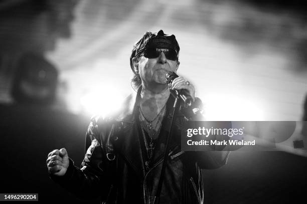 Singer Klaus Meine of the German band Scorpions performs live onstage at Olympiahalle on June 05, 2023 in Munich, Germany.